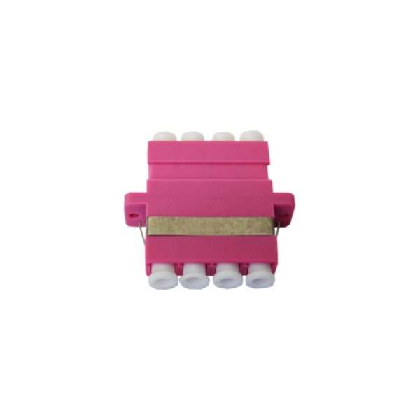 Erika Violet OM4 LC Quad Multimode Adaptor with Phospher Bronze Alignment Sleeves - 12 Pack