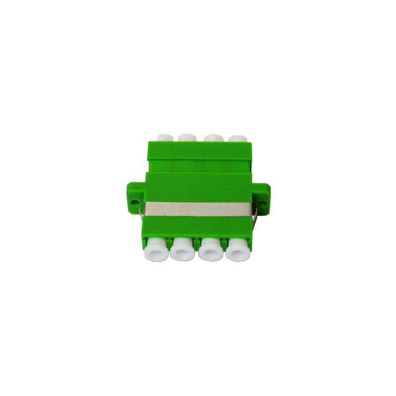 Green LC Angled Quad Singlemode Adaptor with Ceramic Alignment Sleeves- 12 pack