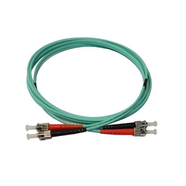 Aqua ST-ST Multimode OM3 Bend Insensitive G651.1 Duplex Patch Cable