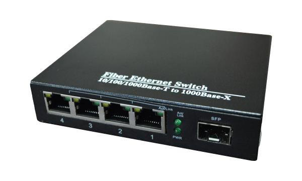 Media Converter - 4xRJ45 - 10/100/1000Base-TX to 1x SFP module -supplied without SFP