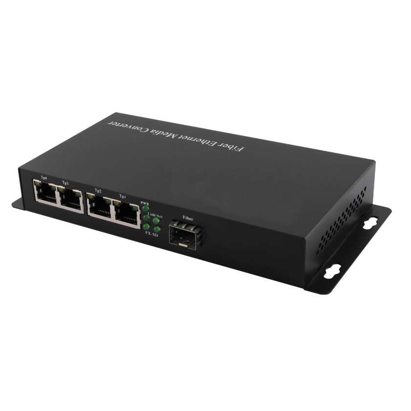 Media Converter - 4xRJ45 - 10/100/1000Base-TX to 2x SFP module -supplied without SFP