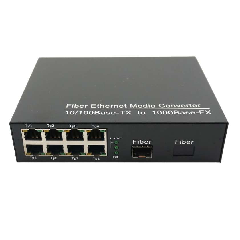 Media Converter - 8xRJ45 - 10/100/1000Base-TX to 1x SFP module -supplied without SFP