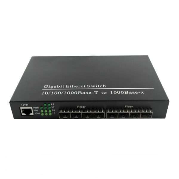 Media Converter - 2xRJ45 - 10/100/1000Base-TX to 8x SFP module -supplied without SFP