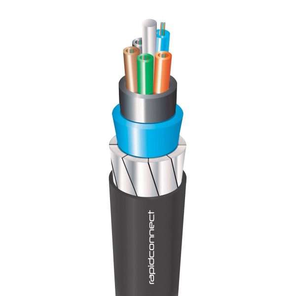 GRP Armoured Rodent Proof Loose Tube Blue Nylon Jacket Fibre Optic Cable - Singlemode
