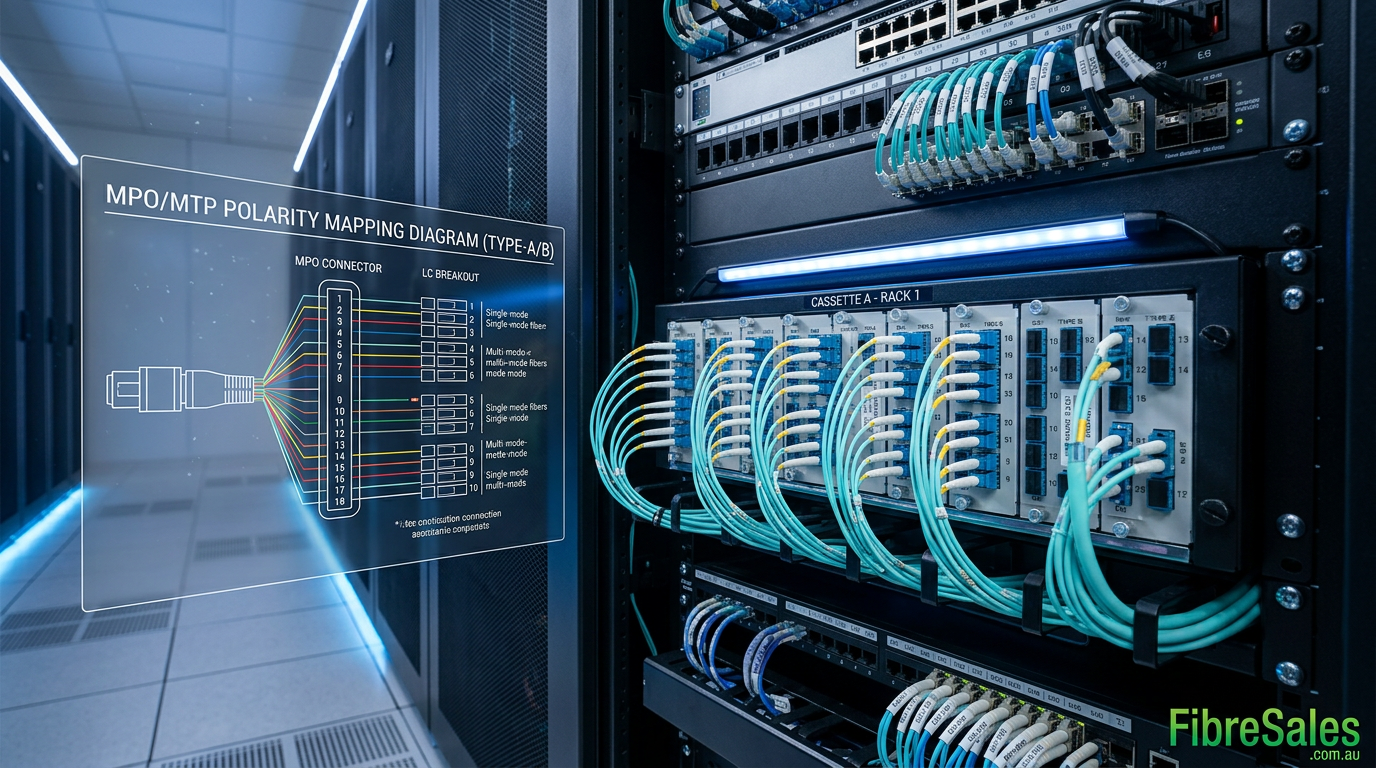 MPO polarity explained fibre guide showing data centre cassette and polarity mapping in structured cabling system