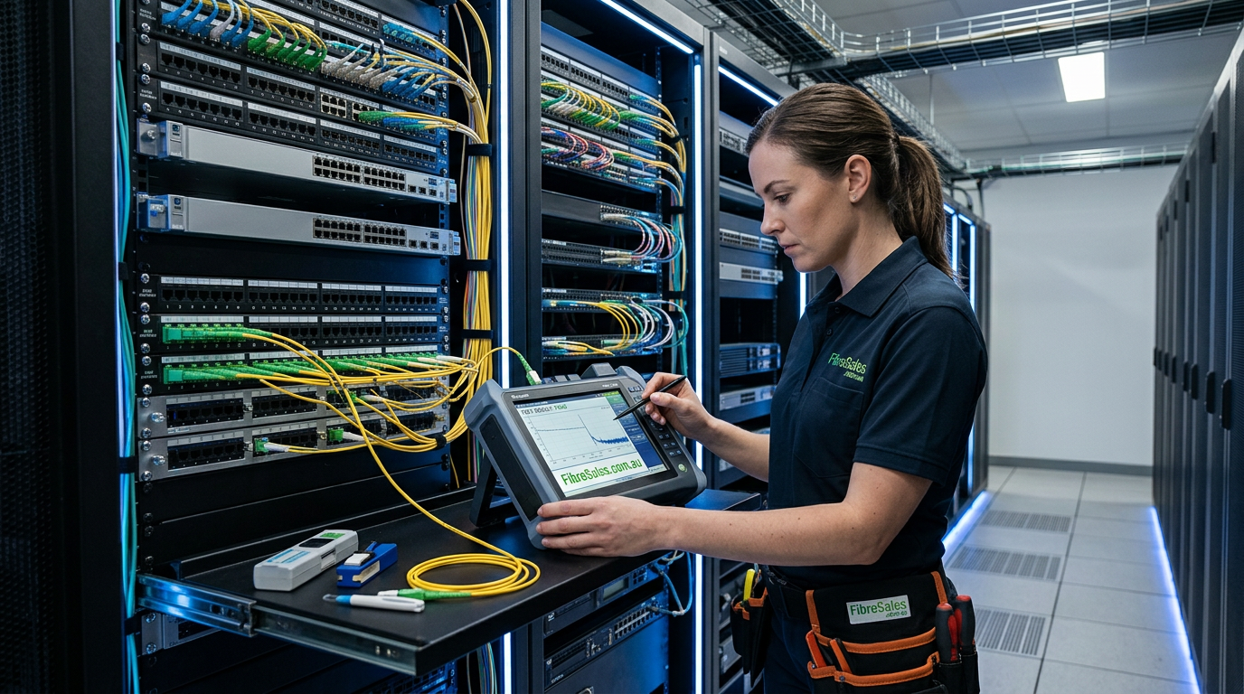 fibre optic testing in data centre using OTDR equipment and patch panel diagnostics
